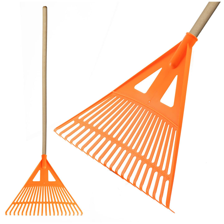 Gartenrechen aus Kunststoff Universalrechen für Blätter, Gras und Garten Robuster Fächerrechen mit H