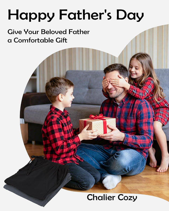 Chalier Cozy 2er Pack Pyjamahose Herren Kurz Modal Schlafanzughose Weich Verstellbare Taille, Beidse