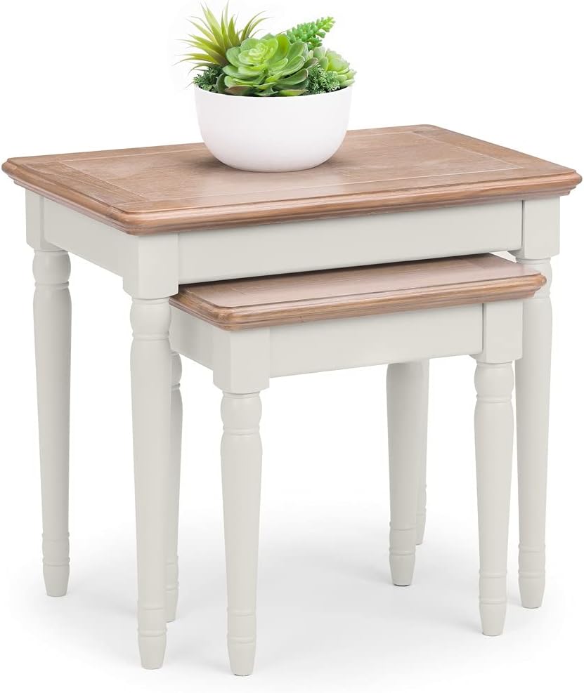 Julian Bowen Provence Schachteltische, grau und gekalkte Eiche Traditionell, Traditionell