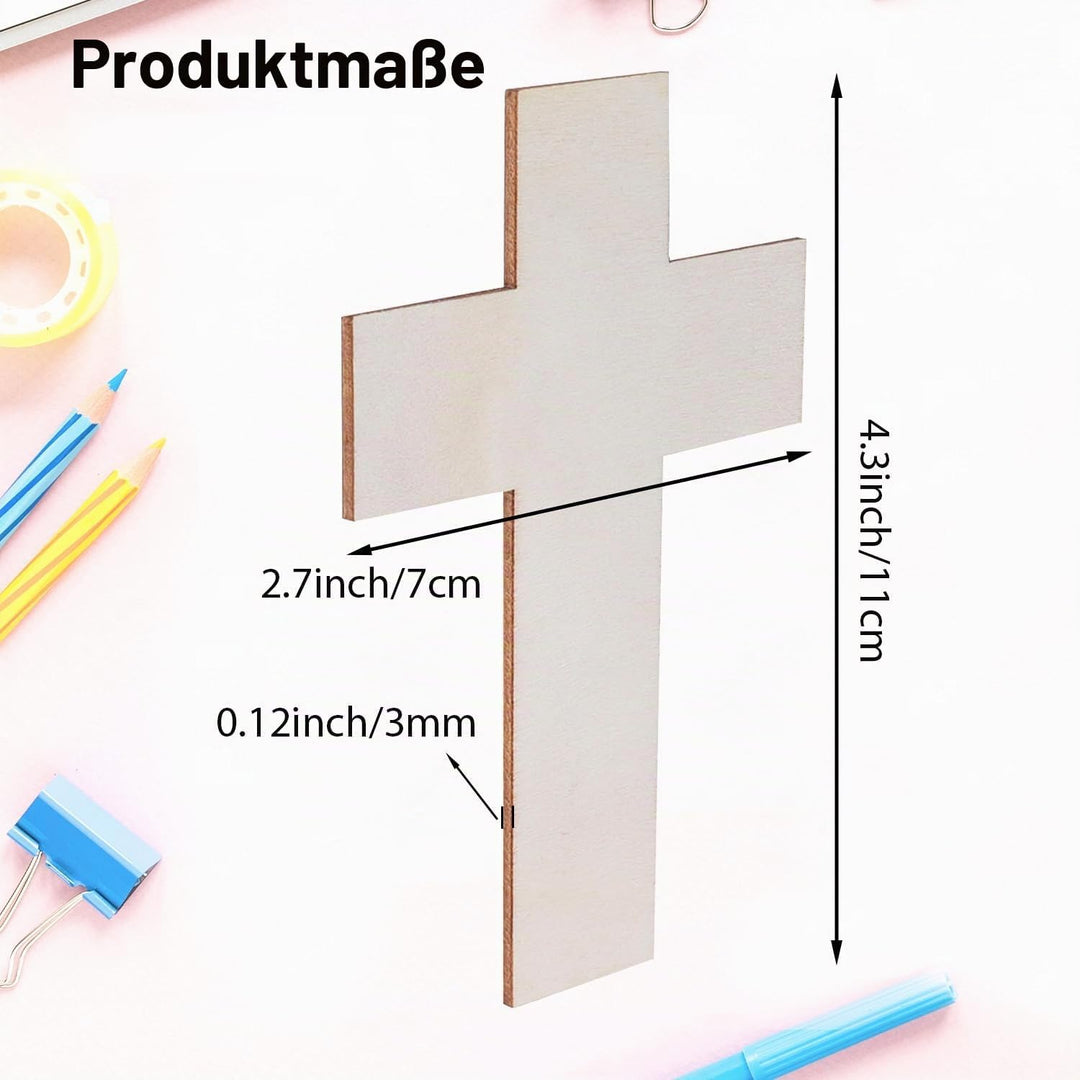 36 Stück Holzscheiben Deko Kreuz Form Holzplatte Basteln 11 x 7 cm 3mm Dick DIY Handwerk Holz Scheib