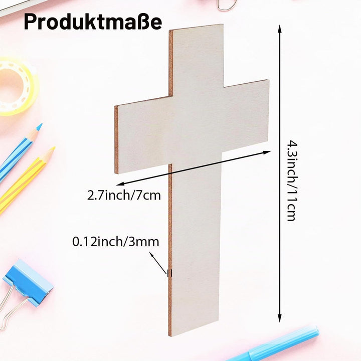 36 Stück Holzscheiben Deko Kreuz Form Holzplatte Basteln 11 x 7 cm 3mm Dick DIY Handwerk Holz Scheib