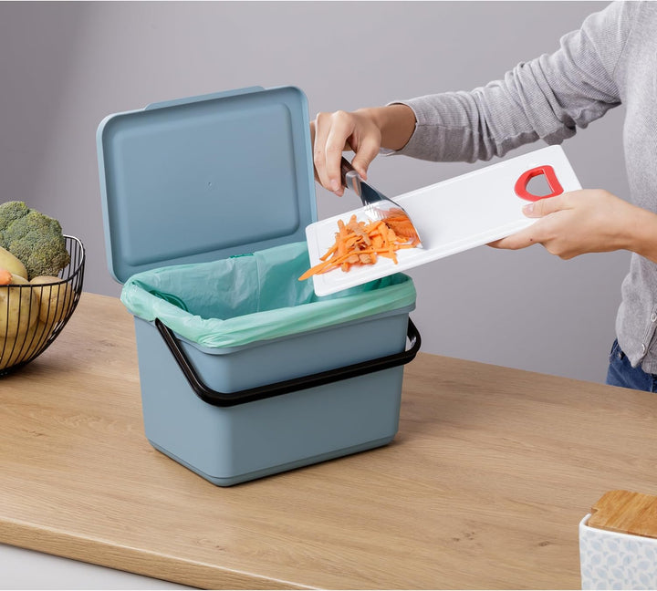 TATAY Mülltrennsystem Küche | 1 Biomülleimer Smart 6L Blau ohne Halterung + 4 Easy Waste Recycling B