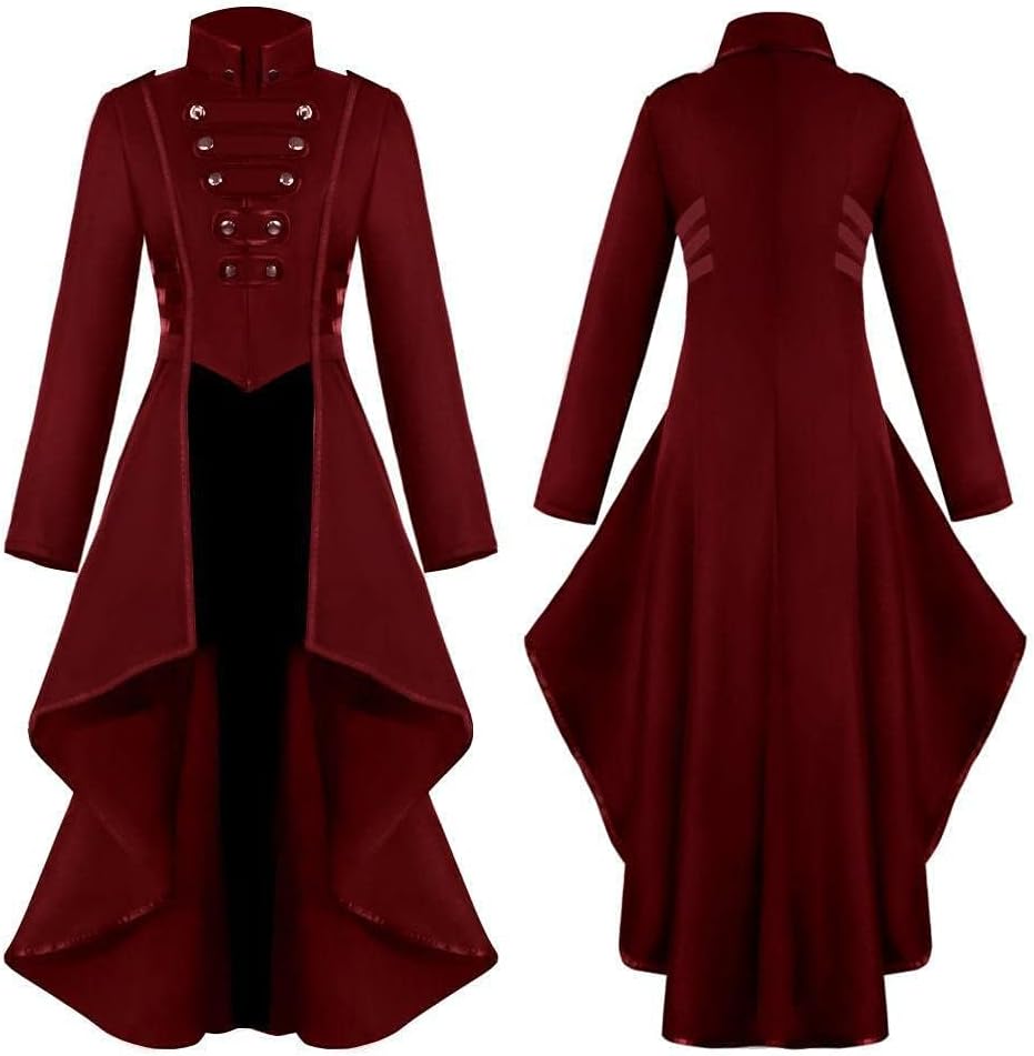 Damen Steampunk Vintage Frack Jacke Unregelmässiger Saum Gothic Kleidung Viktorianischer Gehrock Lan