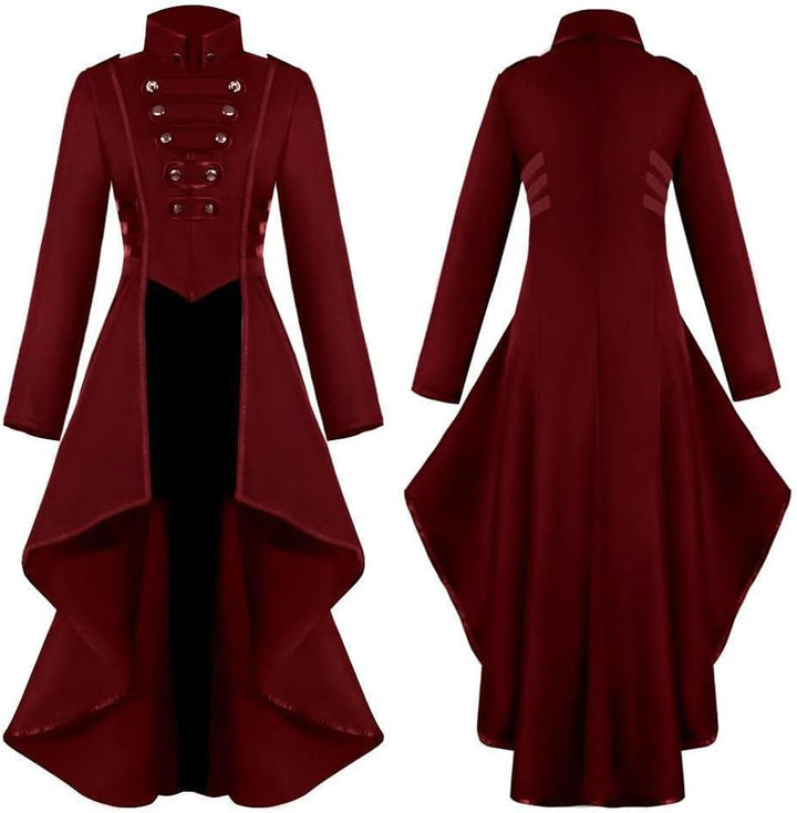 Damen Steampunk Vintage Frack Jacke Unregelmässiger Saum Gothic Kleidung Viktorianischer Gehrock Lan
