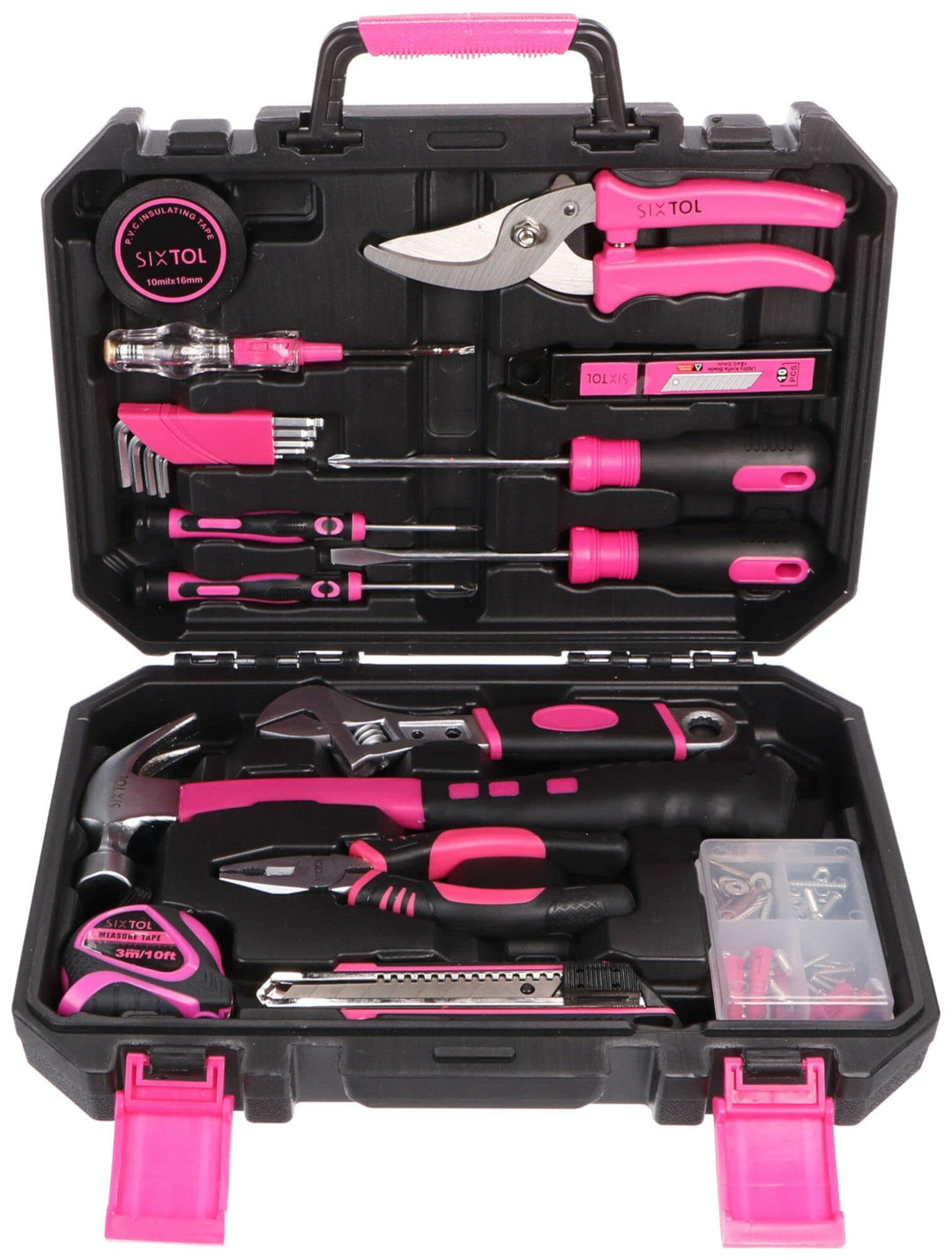 SIXTOL HOME PINK 88 Werkzeugset im Koffer | Für den Heimgebrauch | Werkzeug-Koffer | Schrauber-Bits
