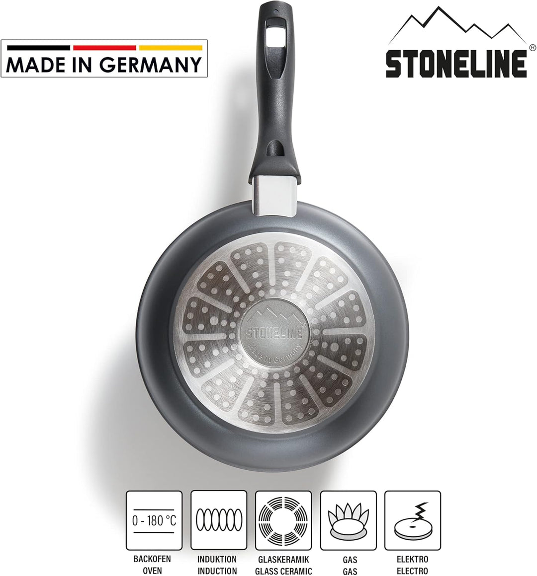 STONELINE Made in Germany Bratpfanne 20 cm, antihaft beschichtete Pfanne mit echten Steinpartikeln,