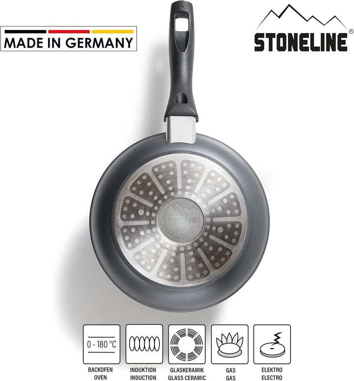 STONELINE Made in Germany Bratpfanne 20 cm, antihaft beschichtete Pfanne mit echten Steinpartikeln,