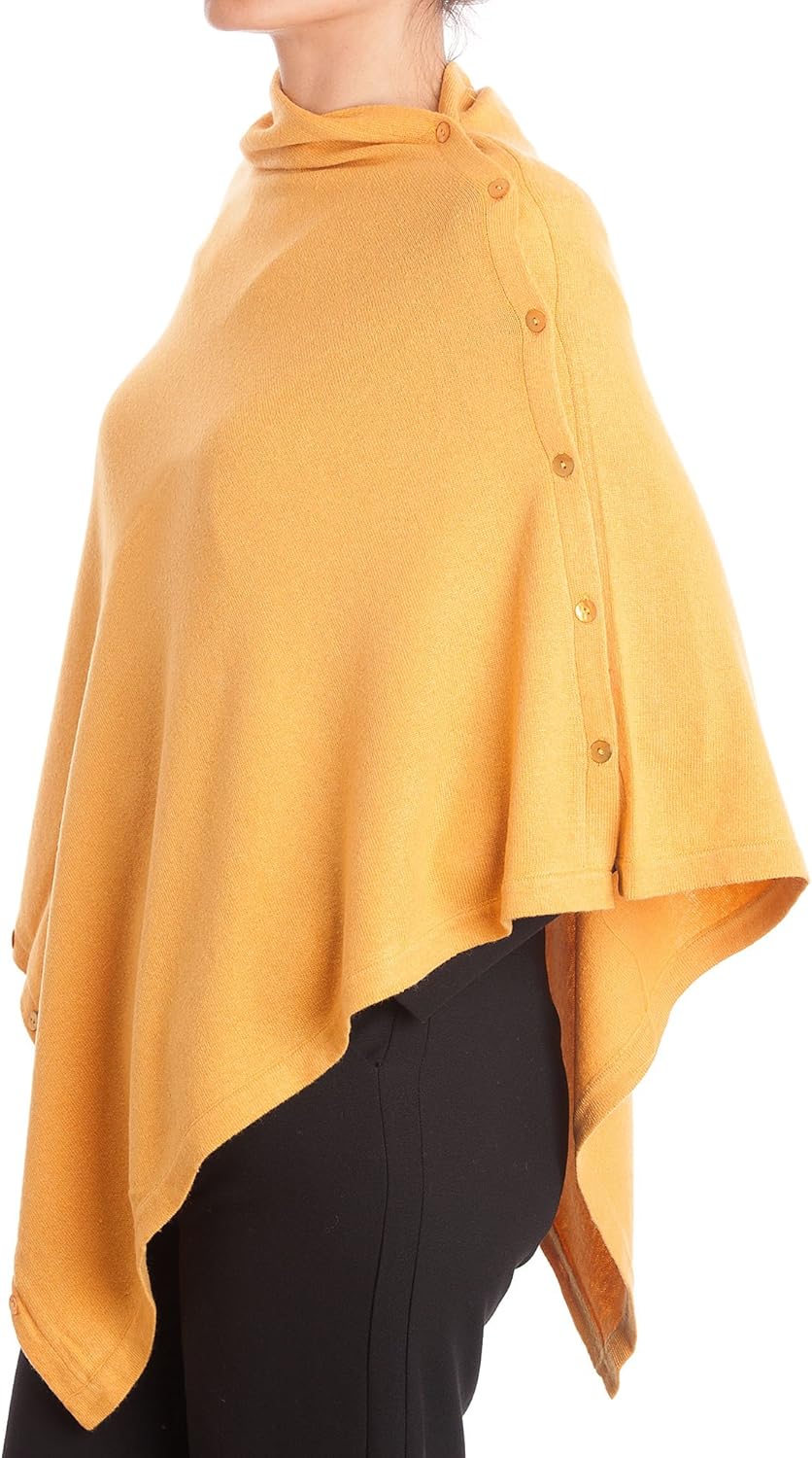Dalle Piane Cashmere - Poncho mit Knöpfen aus Kaschmir-Gemisch - für Damen Einheitsgrösse Gelb, Einh