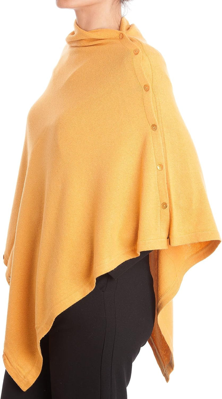 Dalle Piane Cashmere - Poncho mit Knöpfen aus Kaschmir-Gemisch - für Damen Einheitsgrösse Gelb, Einh