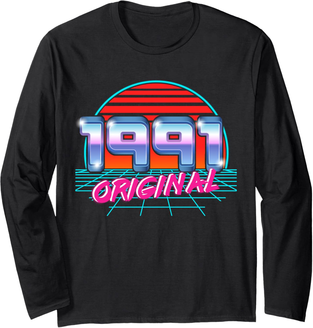Original 1991 Retro 32. Geburtstag Vaporwave Style 32 Jahre alt Langarmshirt