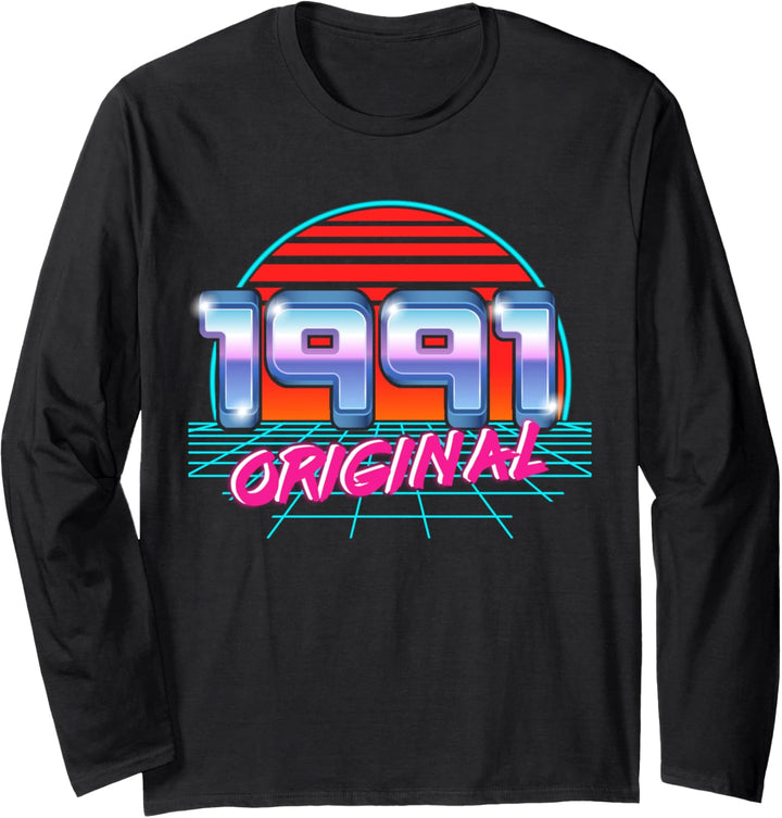 Original 1991 Retro 32. Geburtstag Vaporwave Style 32 Jahre alt Langarmshirt