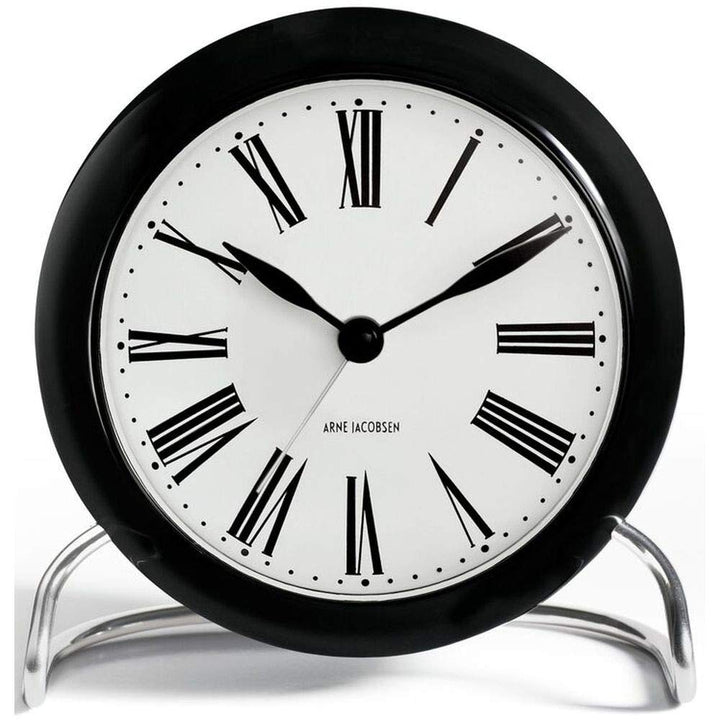 Rosendahl 43671 Arne Jacobsen Roman Tischuhr mit Alarm, Ø 11 cm, Schwarz/ Weiss