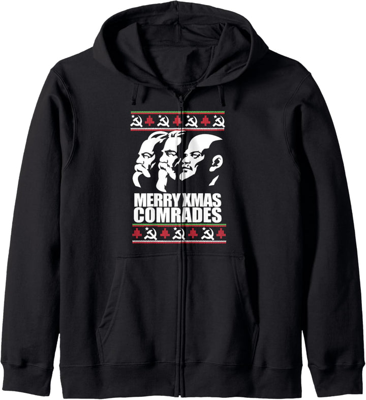 MERRY XMAS COMRADE Ugly Christmas Sweater Marx Engels Lenin Kapuzenjacke