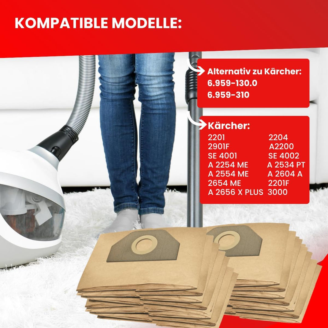 Invest - Staubsaugerbeutel Ersatz, Filtertüten Beutel Kompatibel mit Kärcher: 2701, 2701 TE, 2731, 3