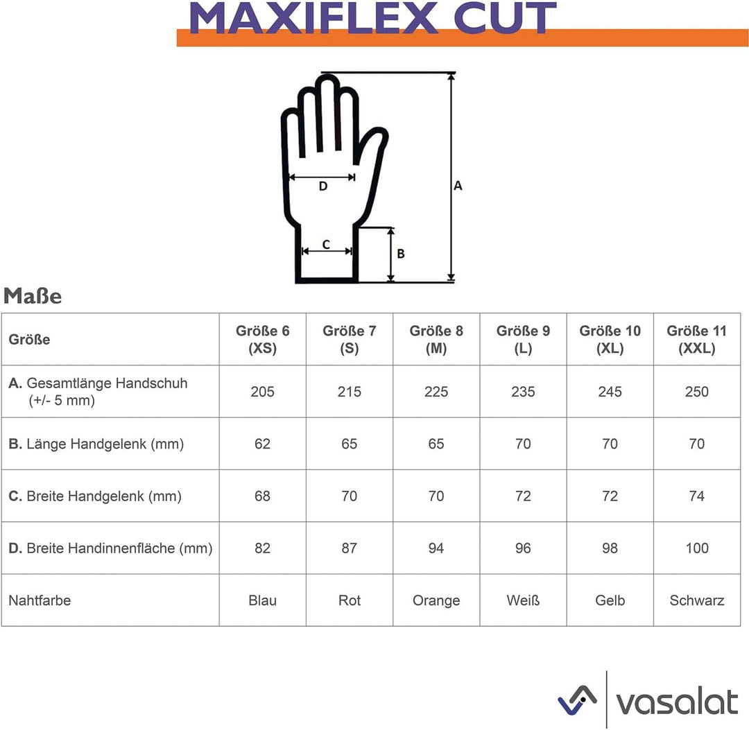 vasalat Schnitt-Schutzhandschuhe ATG MaxiFlex®Cut Arbeitshandschuhe Grösse 10 XL | 5 Paar, 10