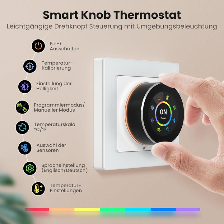 MIUCDA Smart Knopf Thermostat WiFi für Elektrische Fussbodenheizung，55x55 Raumthermostat Fussbodenhe