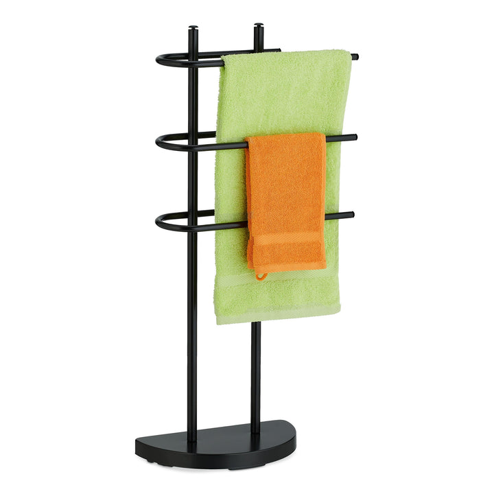 Relaxdays Handtuchständer, 3 Stangen, Metall, HxBxT 83 x 39 x 18 cm, Kleiderablage stehend, Duschtuc