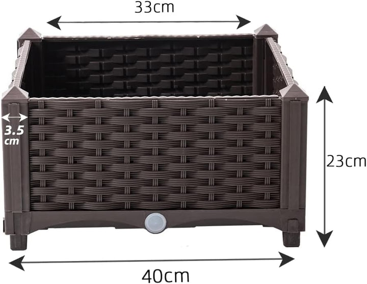 Mingone Blumentopf Rattan Optik aus Kunststoff Blumenkasten Balkonkasten mit Wasserspeicher Pflanzka
