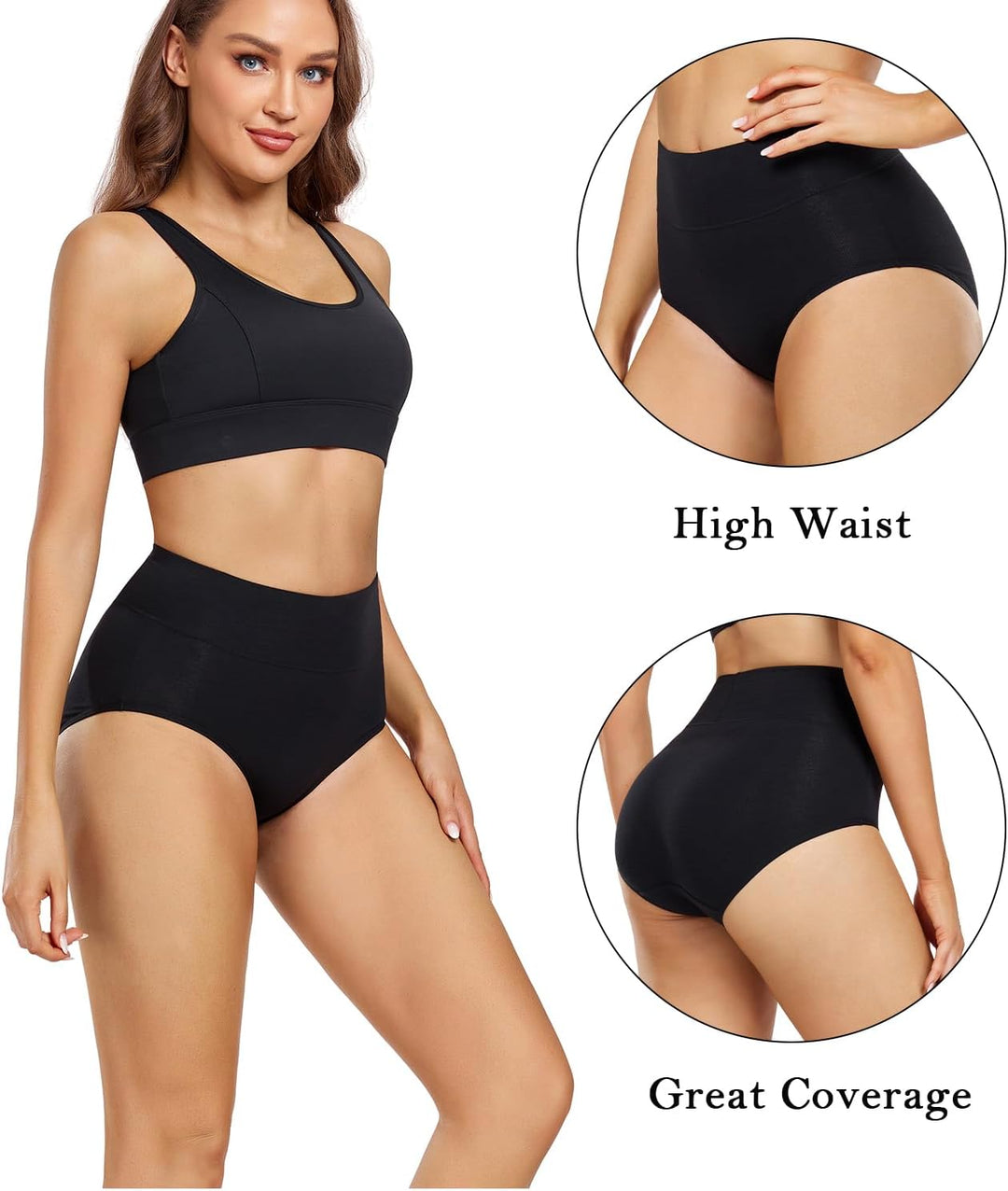 wirarpa Damen Unterhosen Baumwolle Unterwäsche Hohe Taille Slips Hoher Taillenslip für Frauen 5er Pa