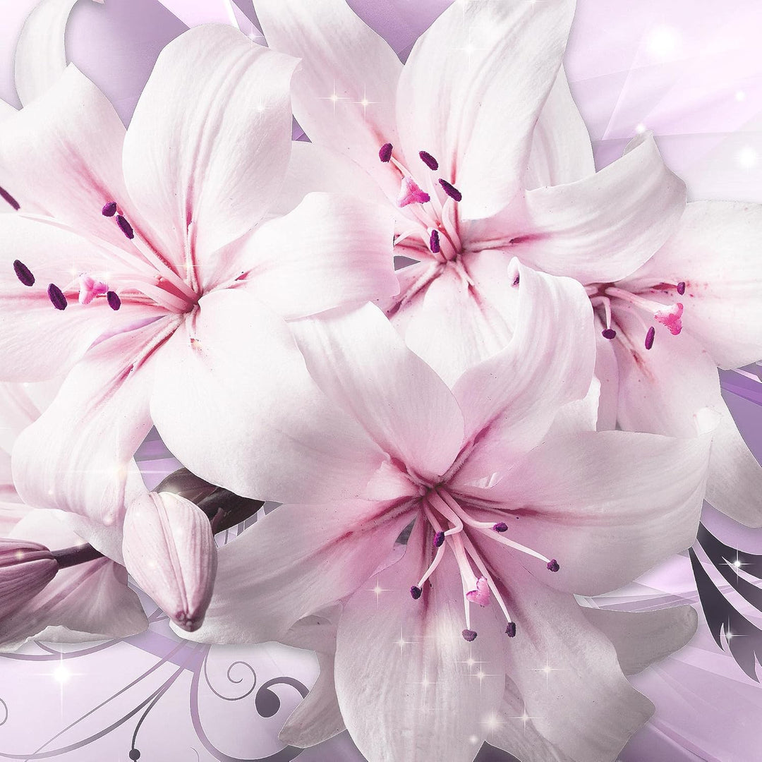 Runa Art Bild Wohnzimmer Schlafzimmer Blumen Lilien 5 Teilig Diamant Violett Lila Wandbilder auf Vli