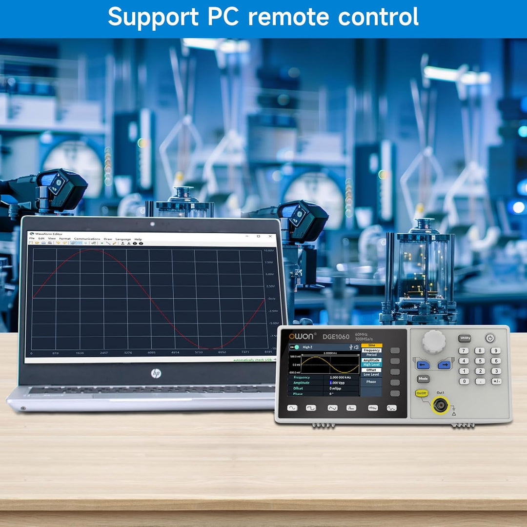 OWON DGE1060 Signalgenerator 60 MHz, 300 MSa/s Funktionsgenerator, 14-Bit Arbiträrgenerator, USB-Anb