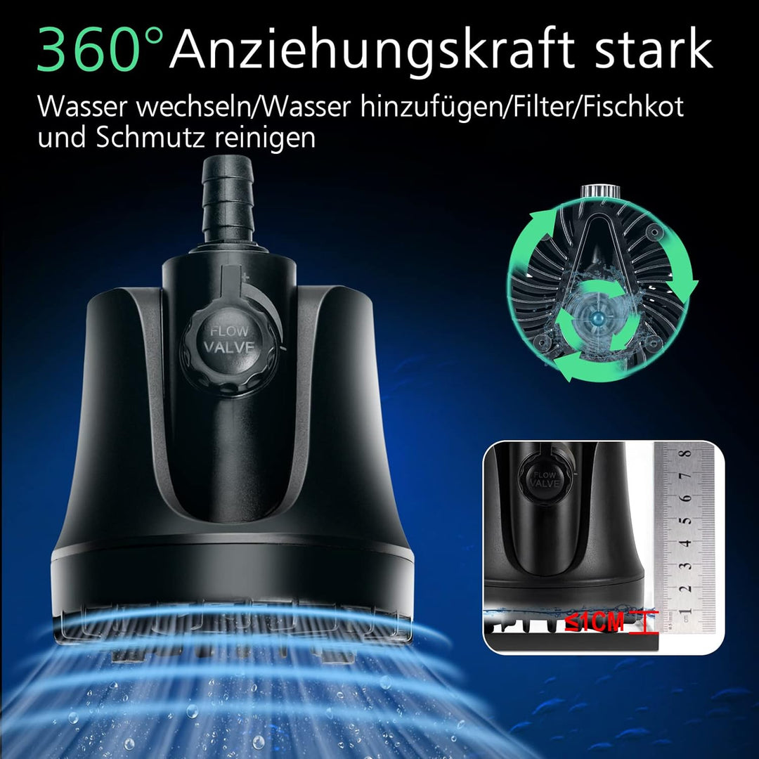 AQQA Aquarium Wasserpumpe,1500L/H Ultraleise Aquarium Tauchpumpe,High Lift Aquarium Pumpe mit Verste