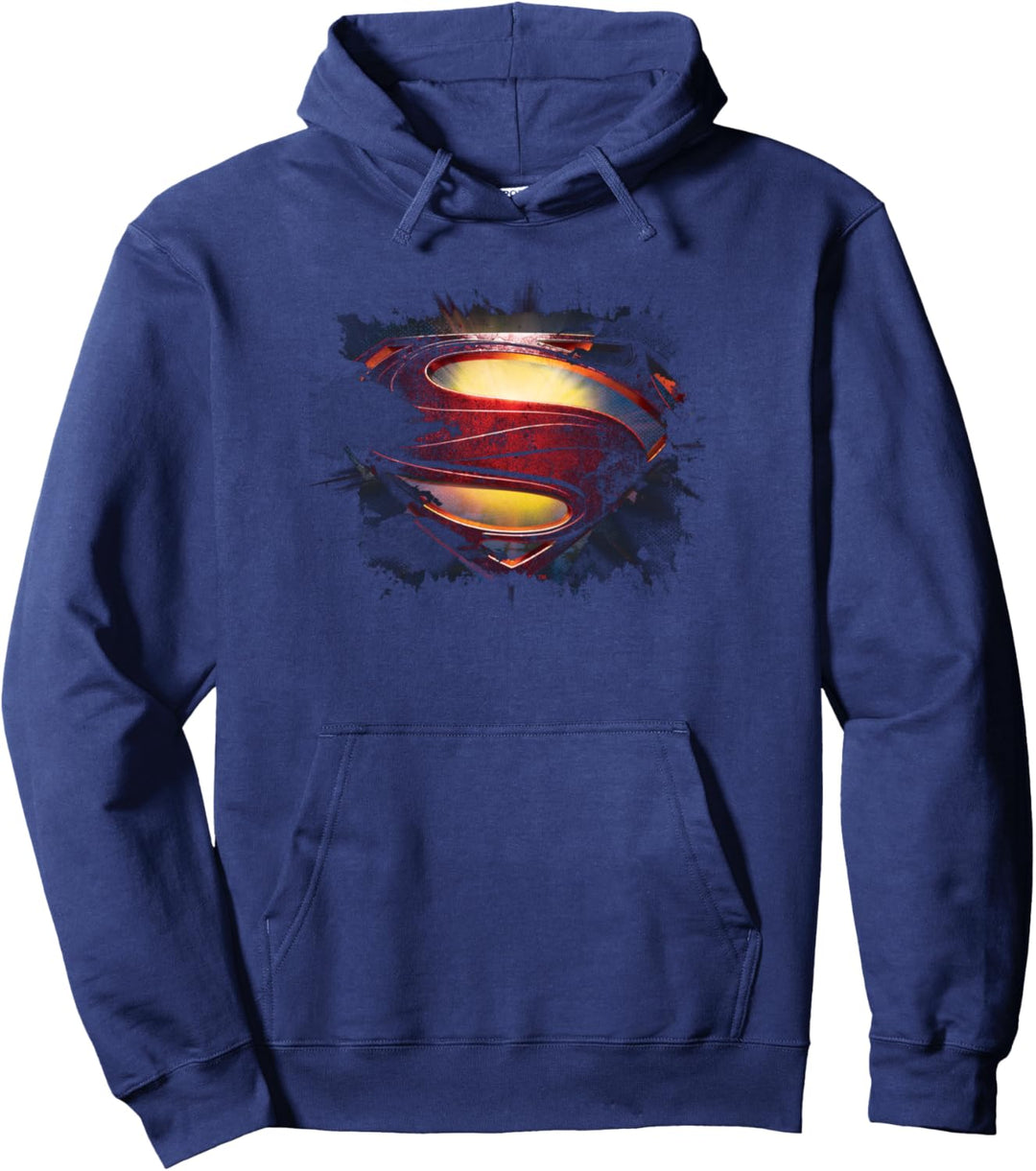 Man of Steel Grungy Shield Pullover Hoodie