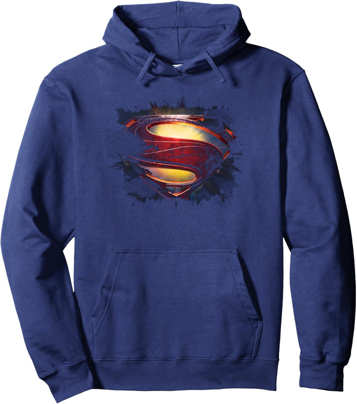 Man of Steel Grungy Shield Pullover Hoodie
