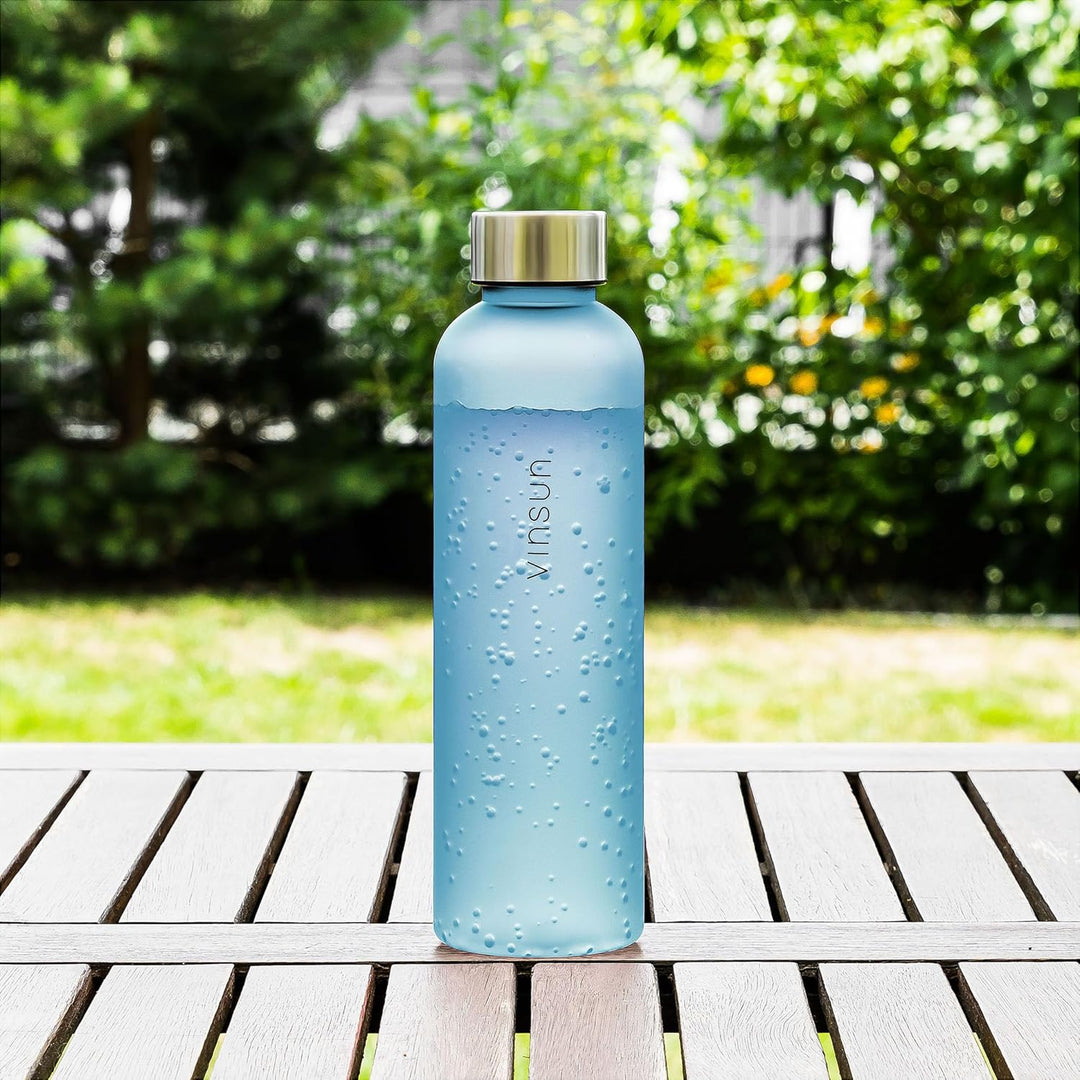 VINSUN Trinkflasche 650ml, 1000ml, 1500ml - auslaufsicher, Kohlensäure geeignet, BPA frei, Tritan -