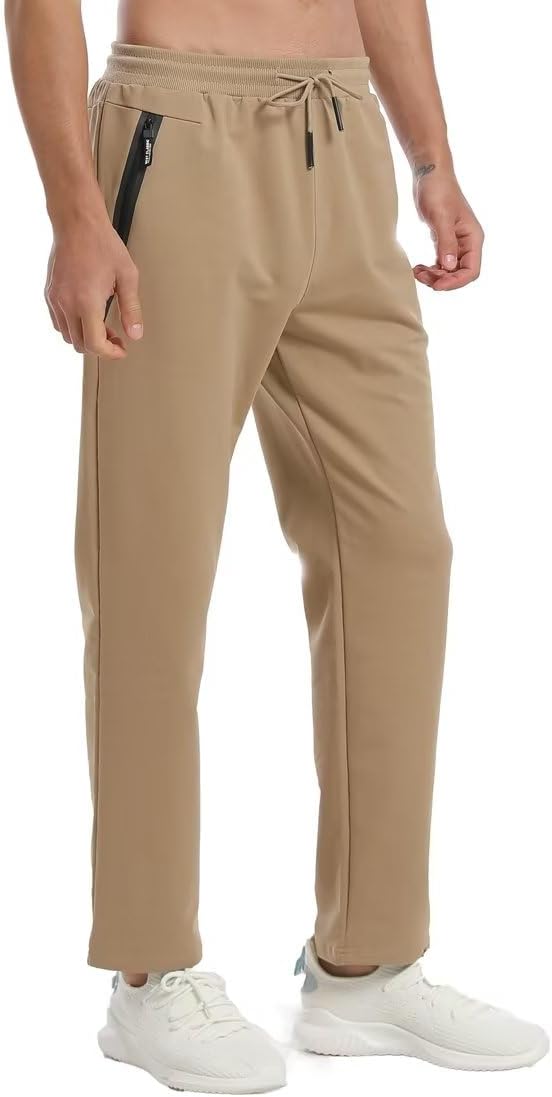 Tansozer Jogginghose Herren mit Reissverschluss Slim Fit Hose Herren mit Taschen S Khaki, S Khaki