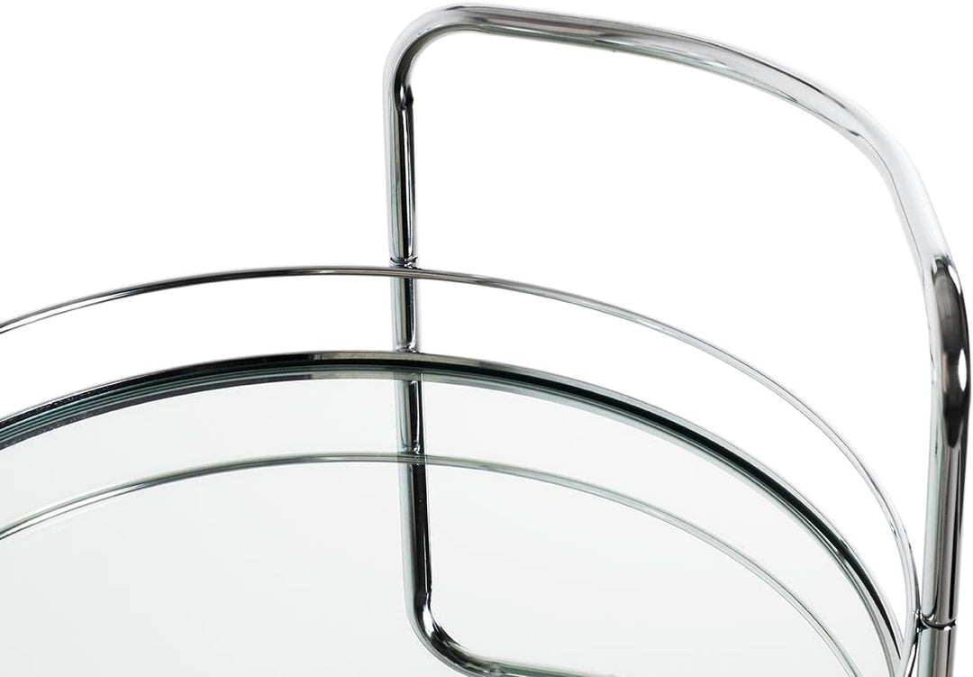HAKU Möbel Servierwagen, Chrom, Metall, Spiegel 5 mm - Masse: H 80 x Ø 48 cm, Style: Art Deco, Chrom