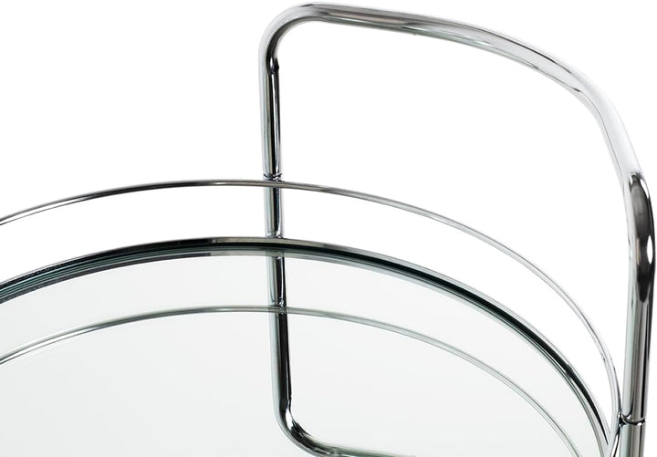 HAKU Möbel Servierwagen, Chrom, Metall, Spiegel 5 mm - Masse: H 80 x Ø 48 cm, Style: Art Deco, Chrom