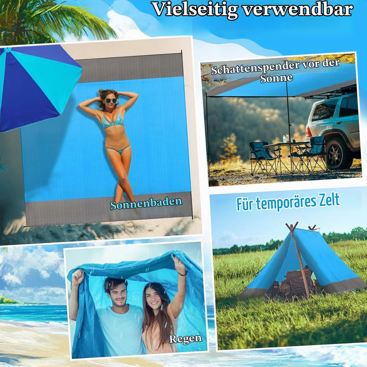 WLHFDC Picknickdecke mit 4 Befestigung Ecken,Ultraleicht Tragbare Stranddecke,Campingdecke,Picknickd