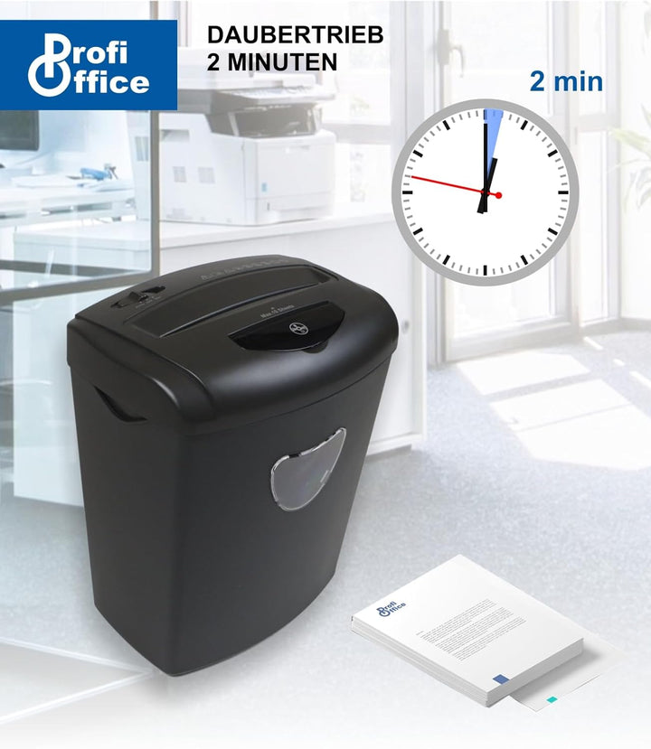 ProfiOffice Aktenvernichter für Büro und Zuhause, 10 Blatt Schredder Aktenvernichter mit Partikelsch