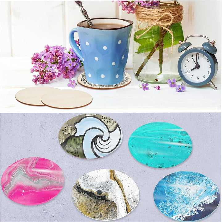 Belle Vous 100er Pack Holzscheiben 10cm - Set Untersetzer Holz - Holzplatte Rund - Zum Basteln Klein