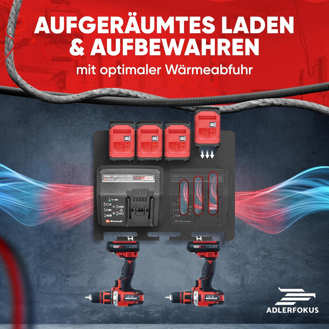 Adlerfokus Wandhalterung für Einhell Akkus & Ladegeräte [Made in Germany] Einhell Akkuhalter Wandhal