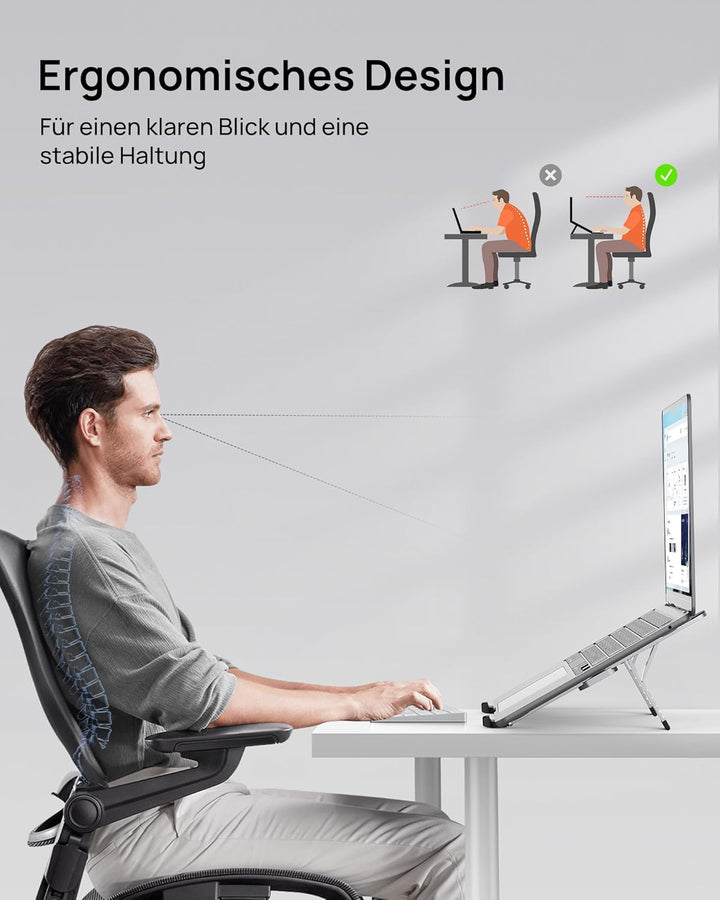 SODI Laptop Ständer, Faltbarer Laptopständer, Handtellergross Gefaltet, Tragbarer Aluminium Laptopst