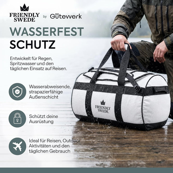 The Friendly Swede Wasserfeste Reisetasche Duffle Bag Rucksack - 30L / 60L / 90L - Seesack, Sporttas