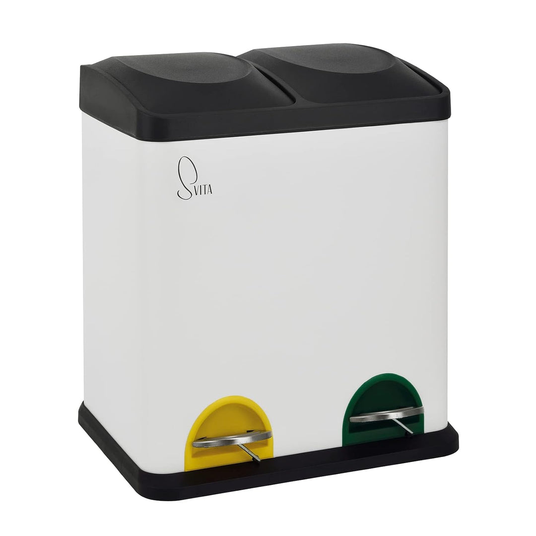 SVITA TC2X15 Küchen-Eimer 30 Liter 2x15L doppelter Abfalleimer 2er-Mülleimer Mülltrennung mit Innene