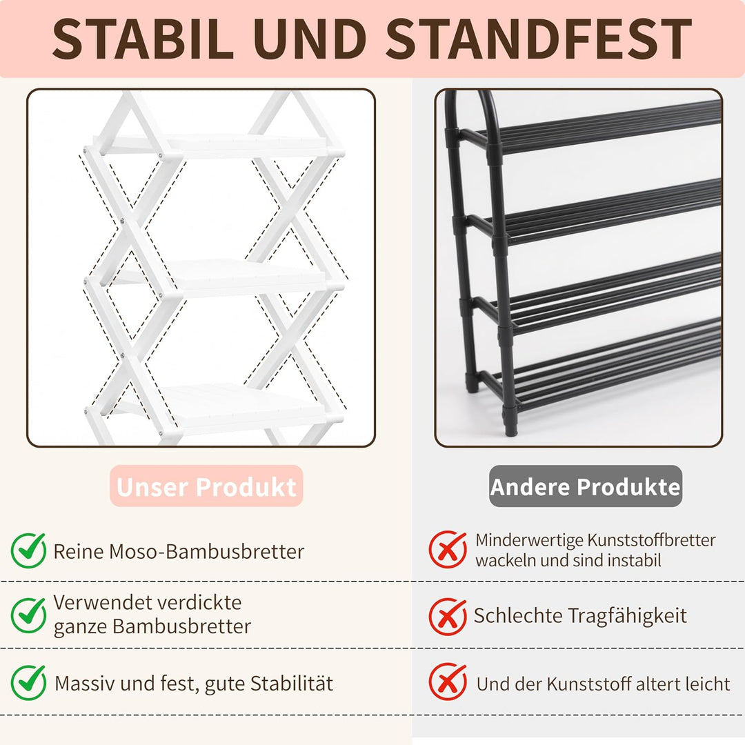 schmales Schuhregal, Ohne Installation, klappbarer Schuhhalter, Tragbare Holz Schuhregale, platzspar