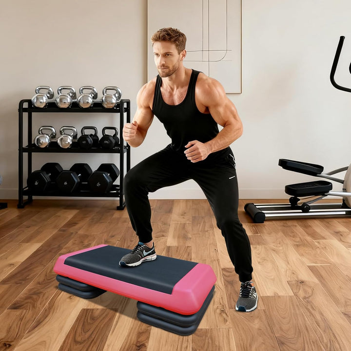 Aerobic Stepper für Fitness und Training, 76x35cm Steppbrett Höhenverstellbar, Step-Plattform-Traine