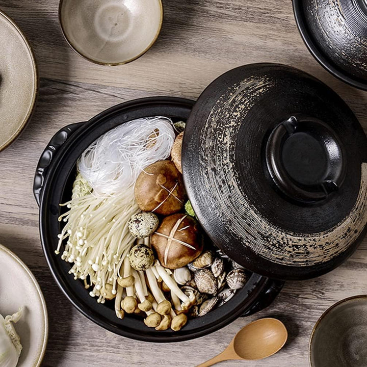 BESTonZON Premium Ceramic Bowl mit Deckel Korean Cooking Korean Stone Bowl (Dolsot) Stockpot Clay Co