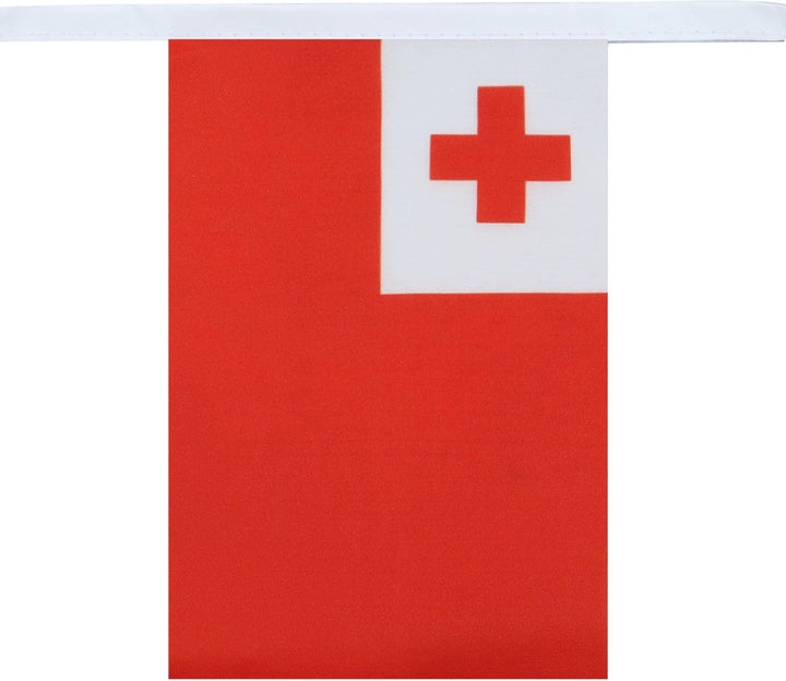 AZ FLAG FAHNENKETTE Tonga 12 Meter mit 20 flaggen 45x30cm- KÖNIGREICH Tonga Girlande Flaggenkette 30