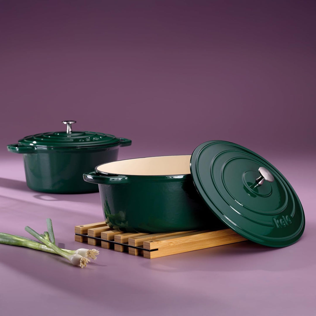 kela Bräter Gusseisen rund 3,8 Liter, Dutch Oven CALIDO, Induktion Gussbräter mit Deckel, Gusseisen