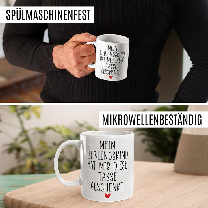 Tasse Mama Geschenk Mein Lieblingskind hat mir diese Tasse geschenkt, Kaffeetasse Familie Witz Humor