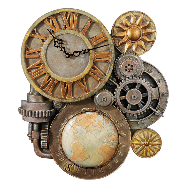 Design Toscano Skulpturale Wanduhr, Masse: 5 x 15 x 44,5 cm, Wanduhr