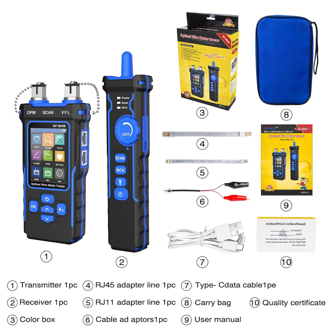 NOYAFA PoE Multifunktions-Netzwerkkabel-Tester für CAT5 CAT6 Tracker, optisches Leistungsmesser, Kab