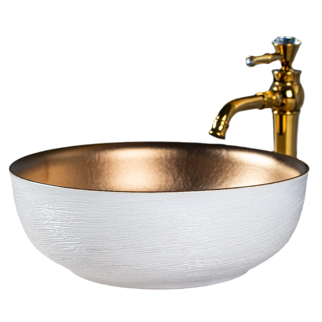 Keramik Arbeitsplatte Waschbecken für Bad Kunst jingdezhen einzigartige Handwerk weiss gold lavabo m