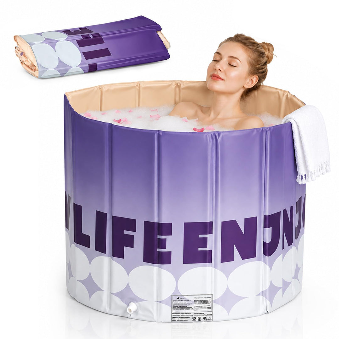 Faltbare Badewanne für Erwachsene, 80 x 68cm Portable Badewanne, Faltbare Badewanne mit 5-Schicht-Is