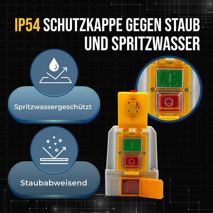 Anbauschalter DZ08-4 400V mit NotAus Klappe und Umschalter für Recht-/Linkslauf - Baugleich KEDU KOA